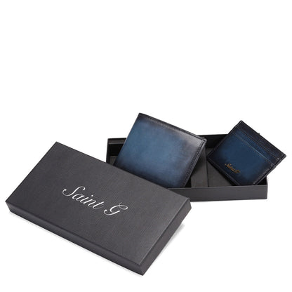 Saint Lukonin Toned Navy Leather Loafers With Set - SaintG India