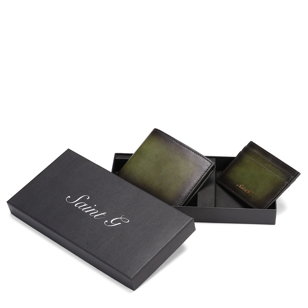 Saint Agostino Two Color Toned Olive Leather With Set - SaintG India