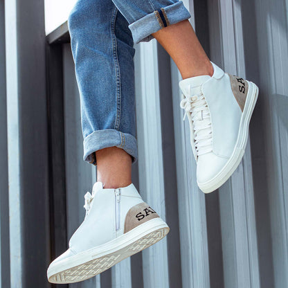 Whitesta Milo White Leather Handcrafted Sneakers