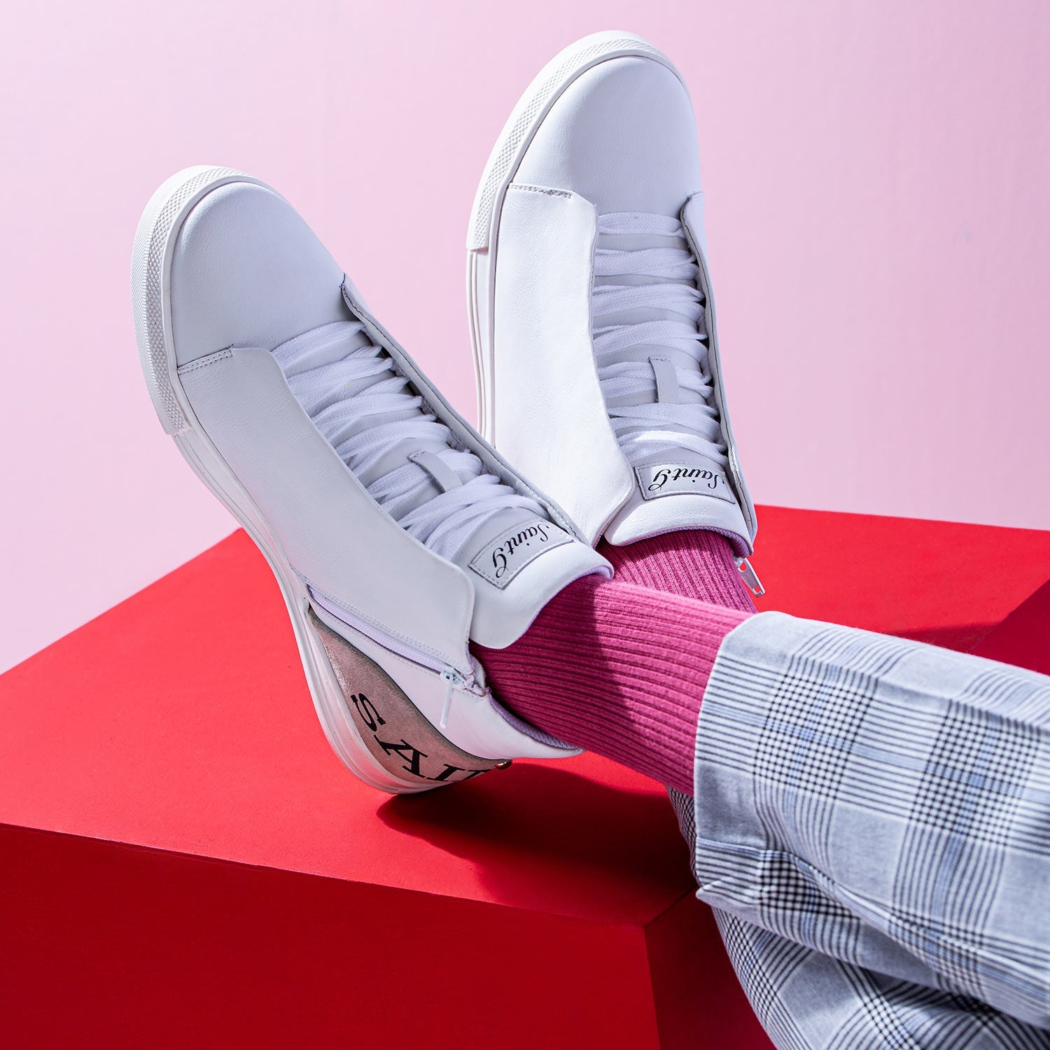 White Leather Handcrafted Sneakers for mens