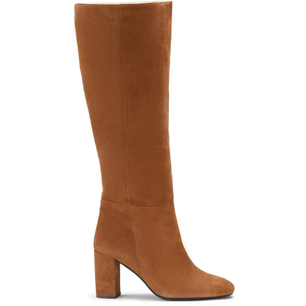 Saint Priscilla Tan Suede Leather Knee High Slouch Boots - SaintG India
