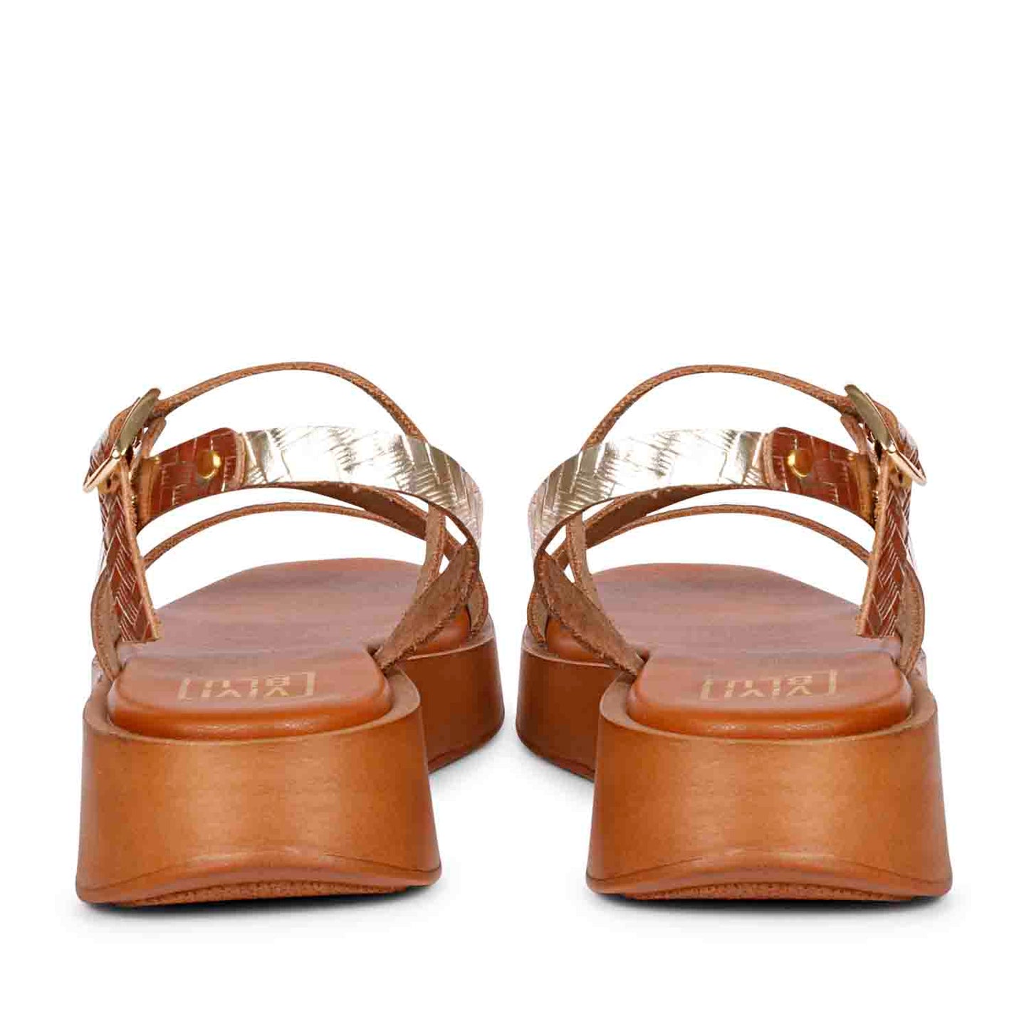 ViviBlu Gold Leather Platform Sandals