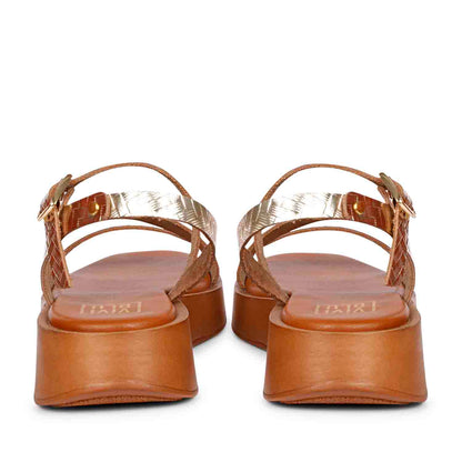 ViviBlu Gold Leather Platform Sandals