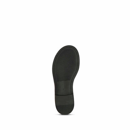ViviBlu Black Leather Flat Sandals Embellished With Gun Metallic Straps