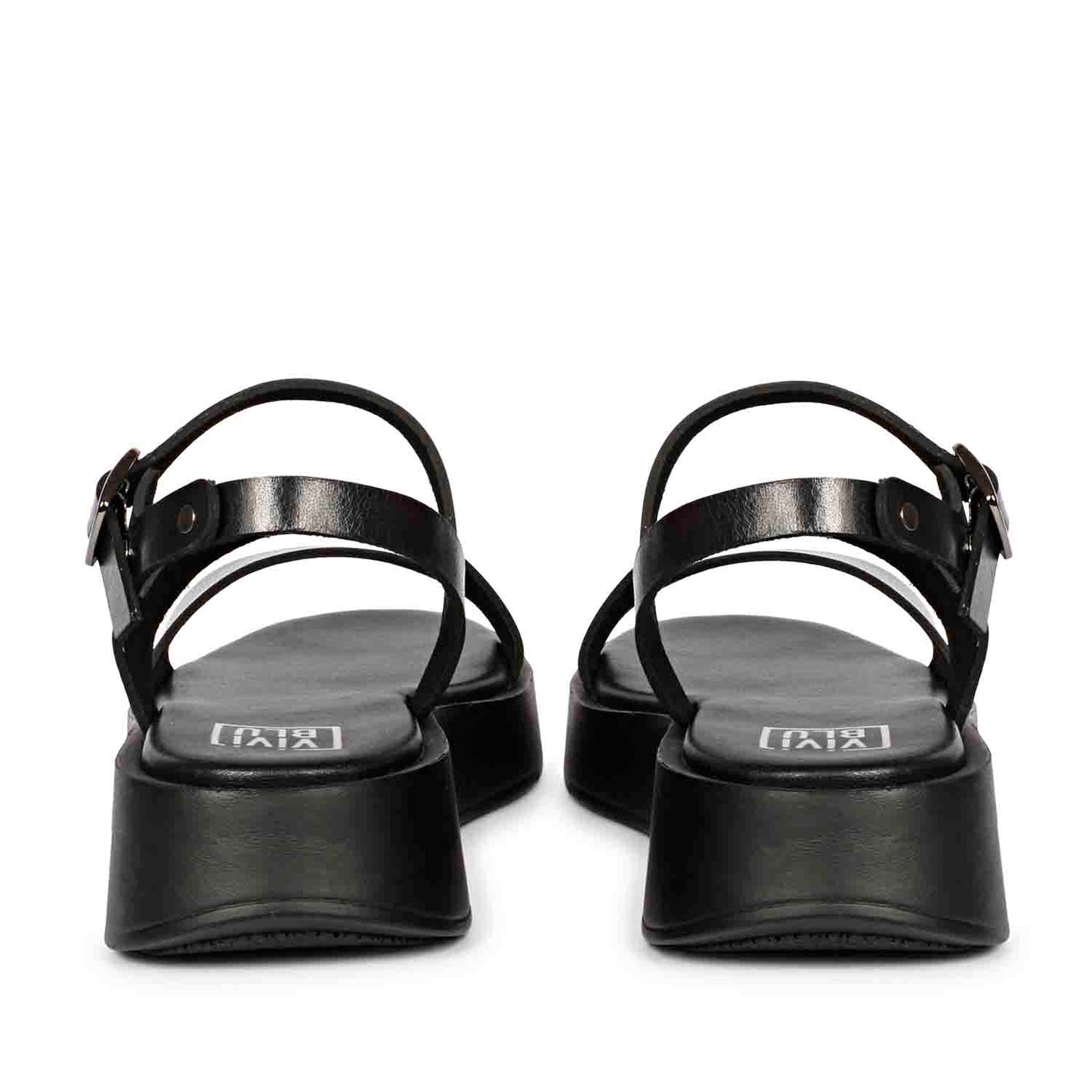ViviBlu Black Leather Platform Sandals