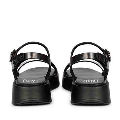 ViviBlu Black Leather Platform Sandals