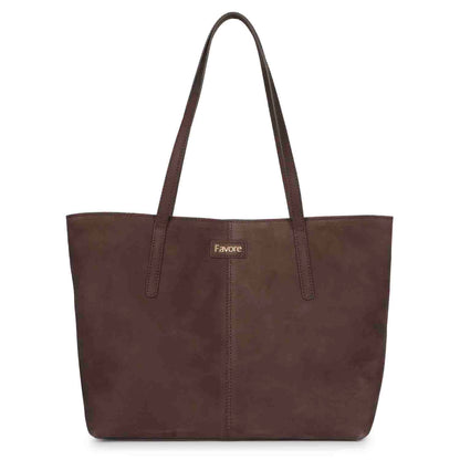 Favore Brown Leather Structured Shoulder Bag