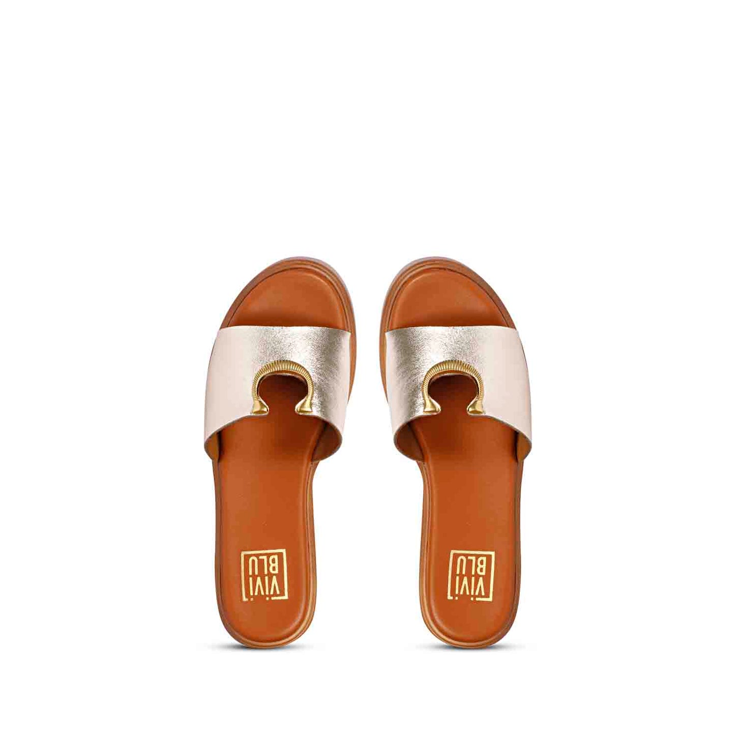 Nala Platin Leather Platform Sandals