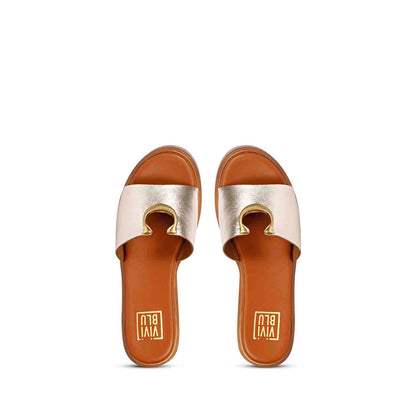 Nala Platin Leather Platform Sandals
