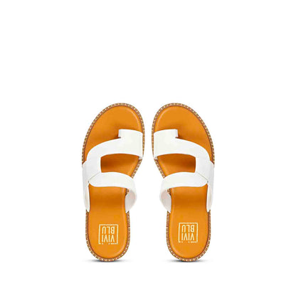 ViviBlu White Leather Flat Sandals