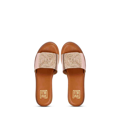ViviBlu Cuoio Platform Sandals With Champange Leather
