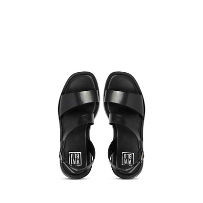 ViviBlu Black Leather Platform Sandals