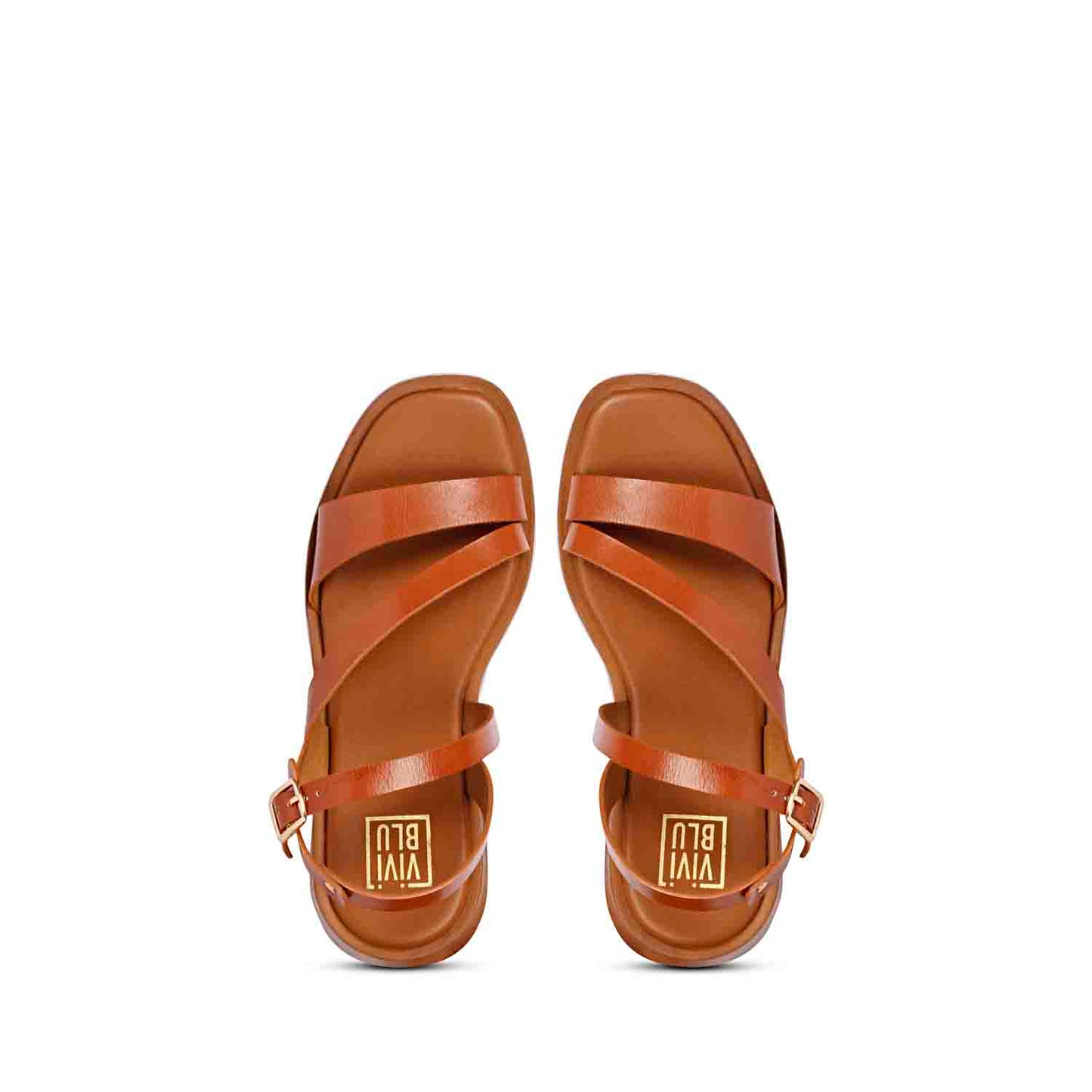 ViviBlu Tan Leather Platform Sandals