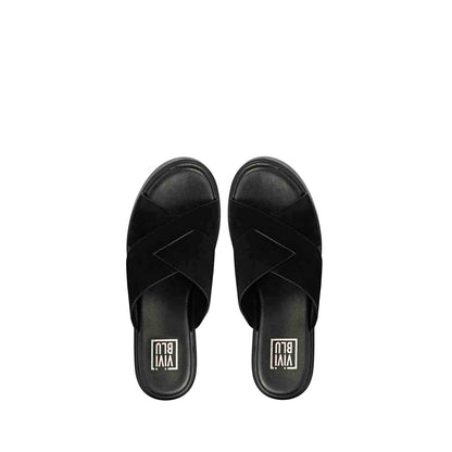 ViviBlu Black Leather Platform Sandals