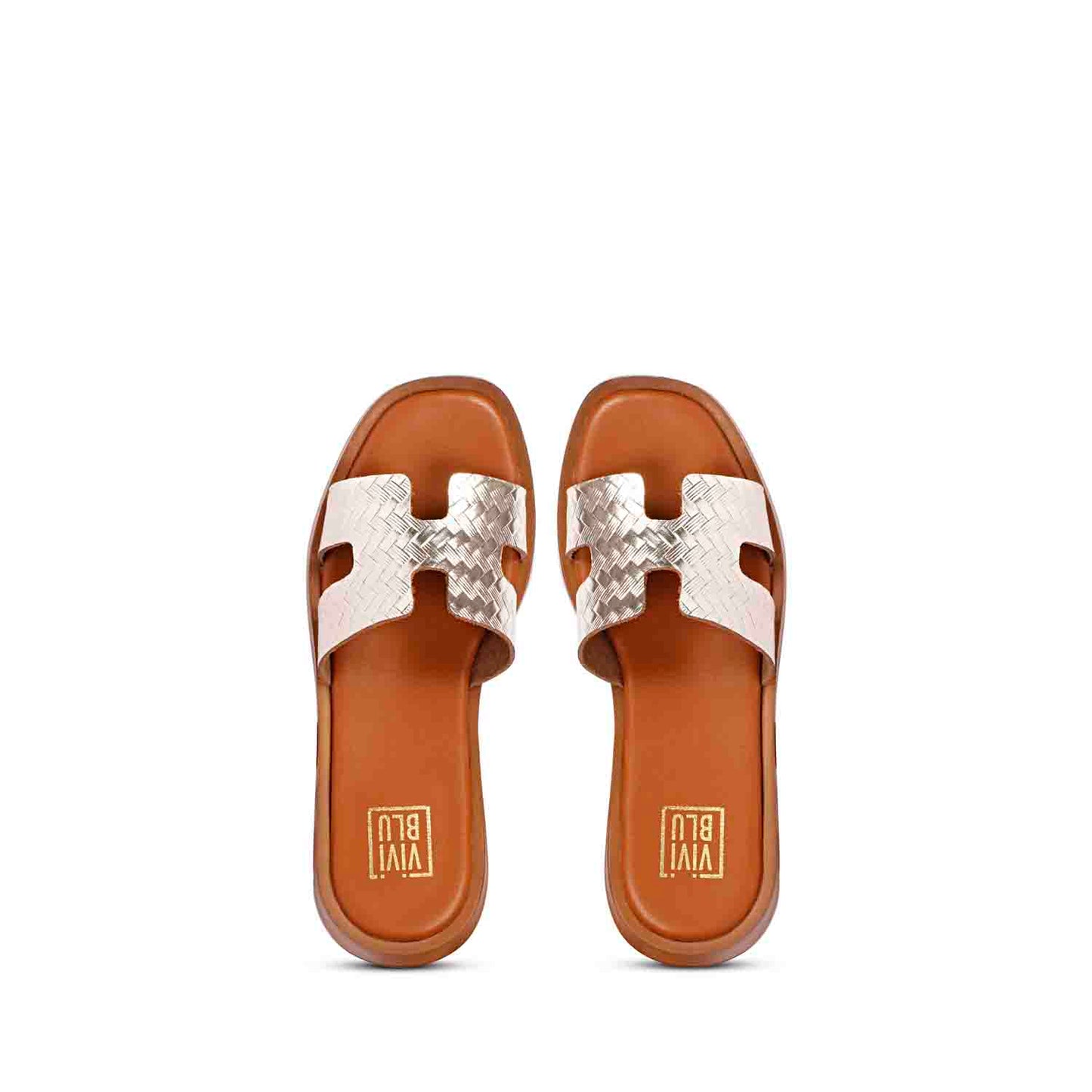 ViviBlu Gold Leather Platform Sandals