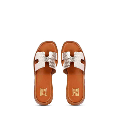 ViviBlu Gold Leather Platform Sandals