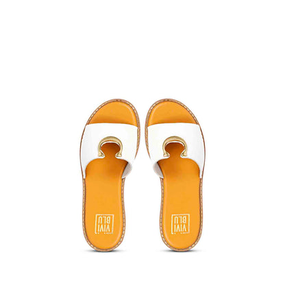 ViviBlu White Leather Flat Sandals