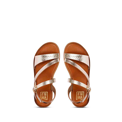 ViviBlu Gold Leather Flat Sandals