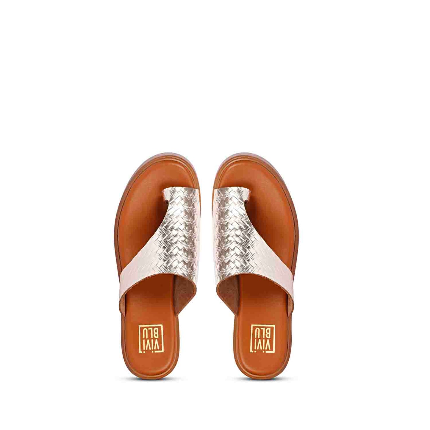 ViviBlu Gold Leather Platform Sandals
