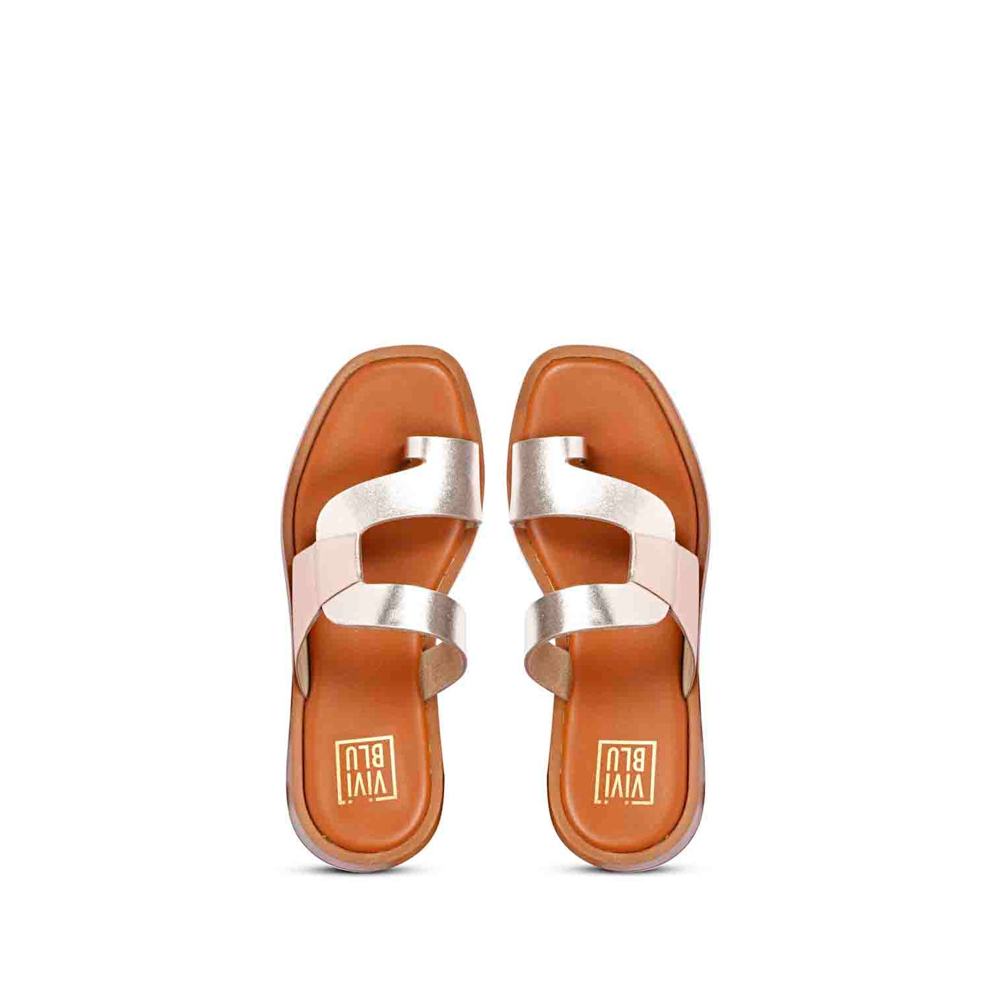 ViviBlu Champagne Leather Platform Sandals