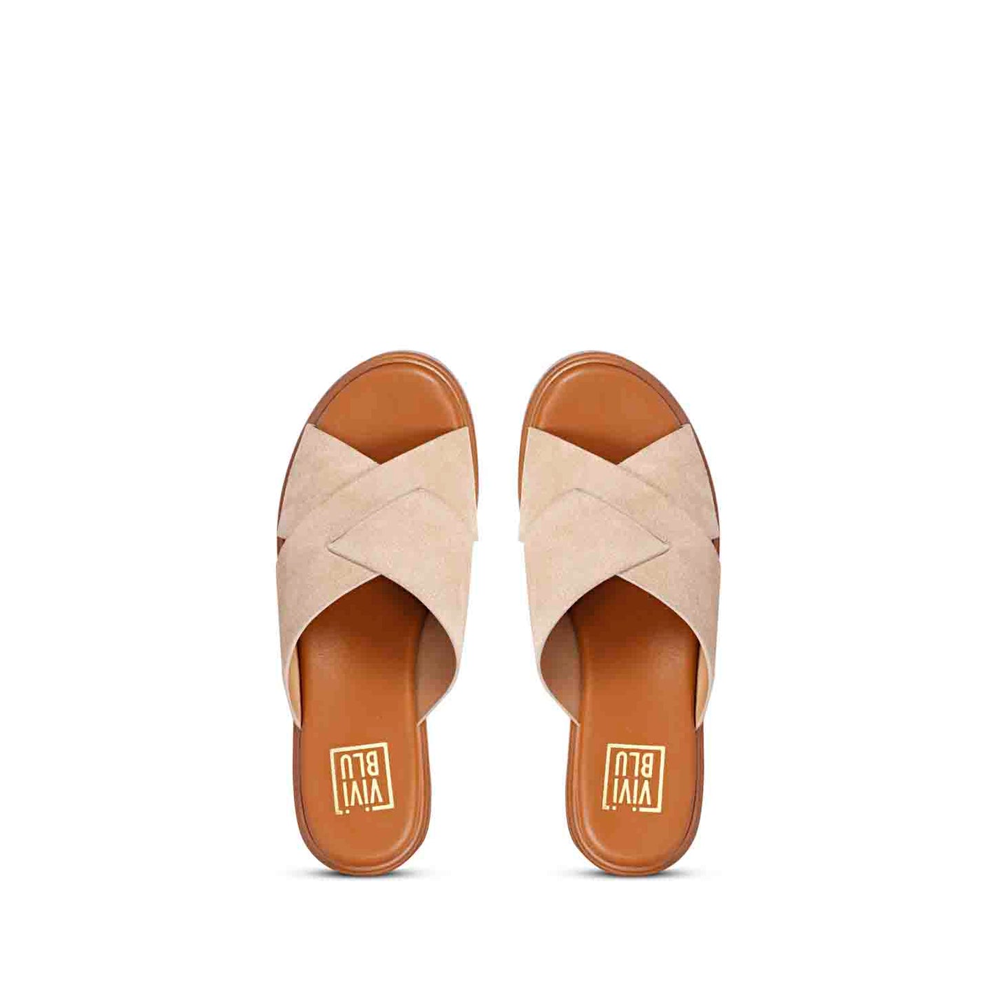 ViviBlu Beige Leather Platform Sandals