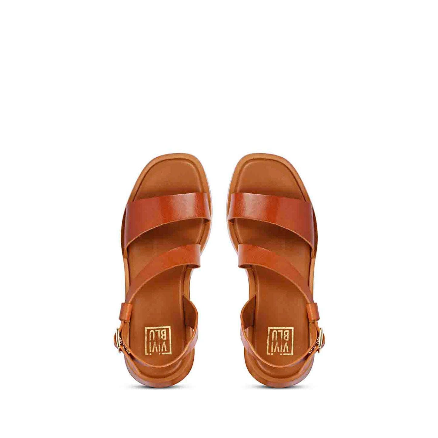 ViviBlu Tan  Leather Platform Sandals