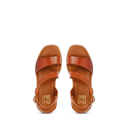 ViviBlu Tan  Leather Platform Sandals