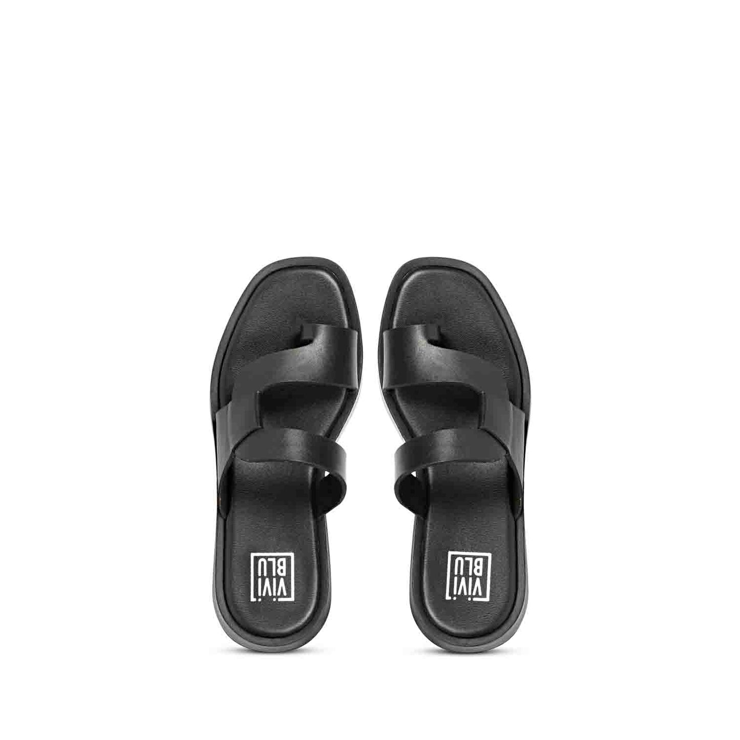 ViviBlu Black Leather Platform Sandals