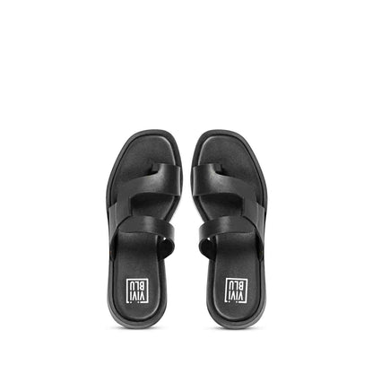 ViviBlu Black Leather Platform Sandals