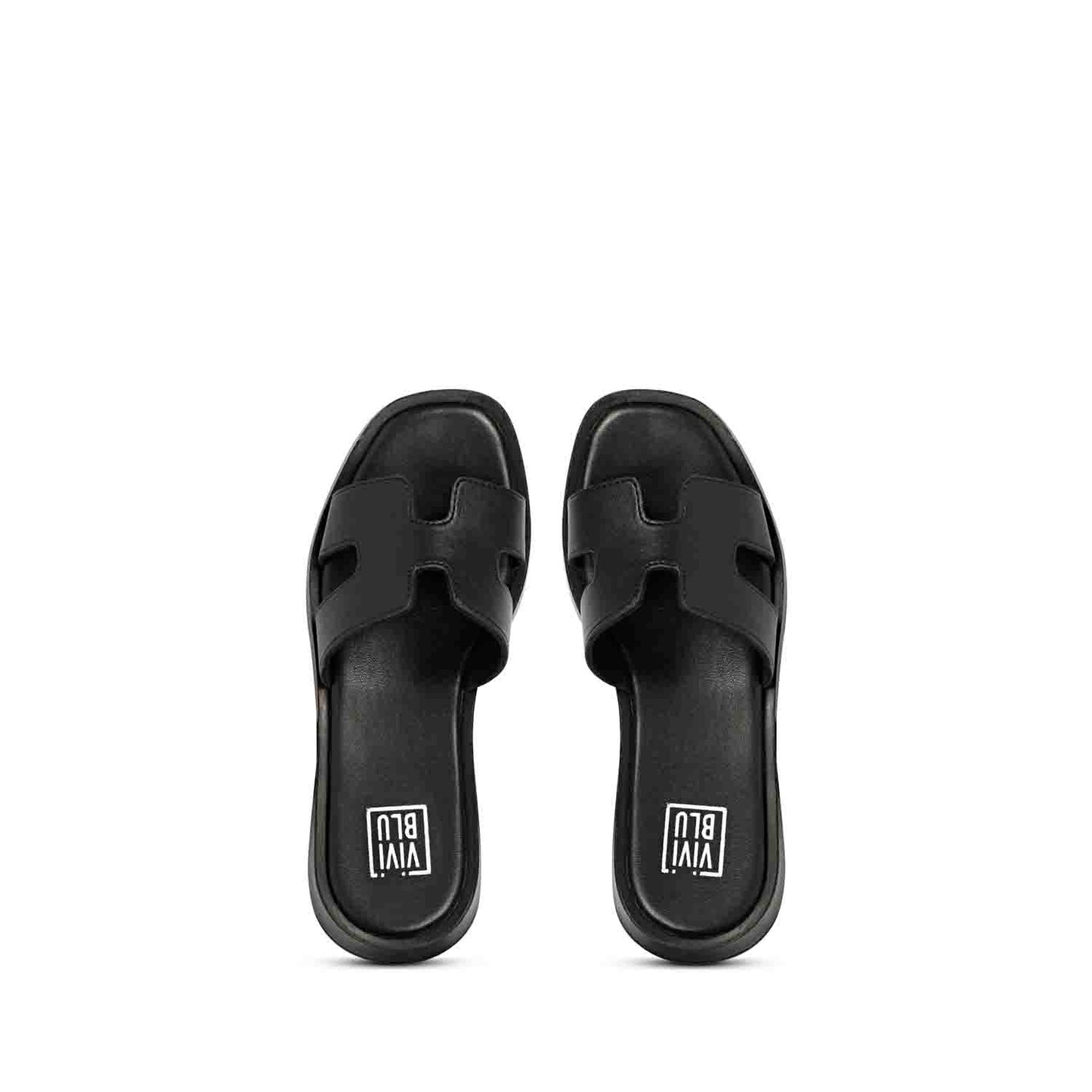 ViviBlu Black Leather Platform Sandals