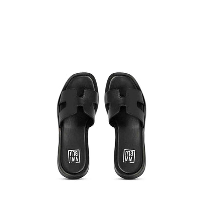 ViviBlu Black Leather Platform Sandals