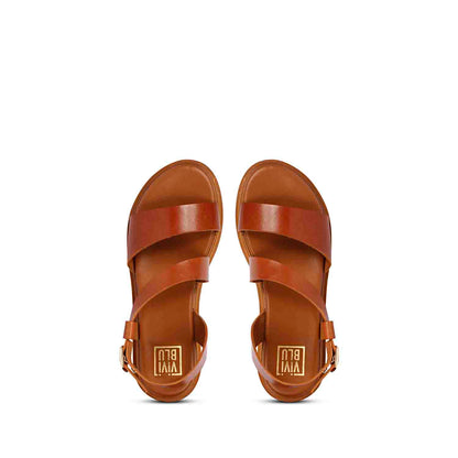 ViviBlu Tan Leather Flat Sandals