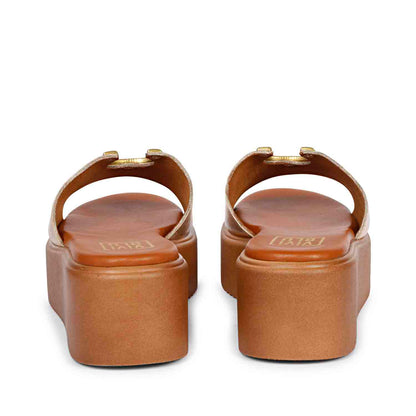 Nala Platin Leather Platform Sandals