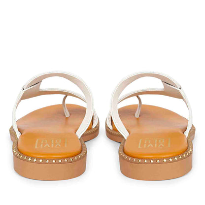 ViviBlu White Leather Flat Sandals