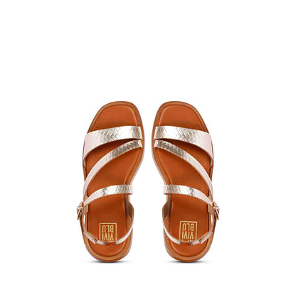 ViviBlu Gold Leather Platform Sandals