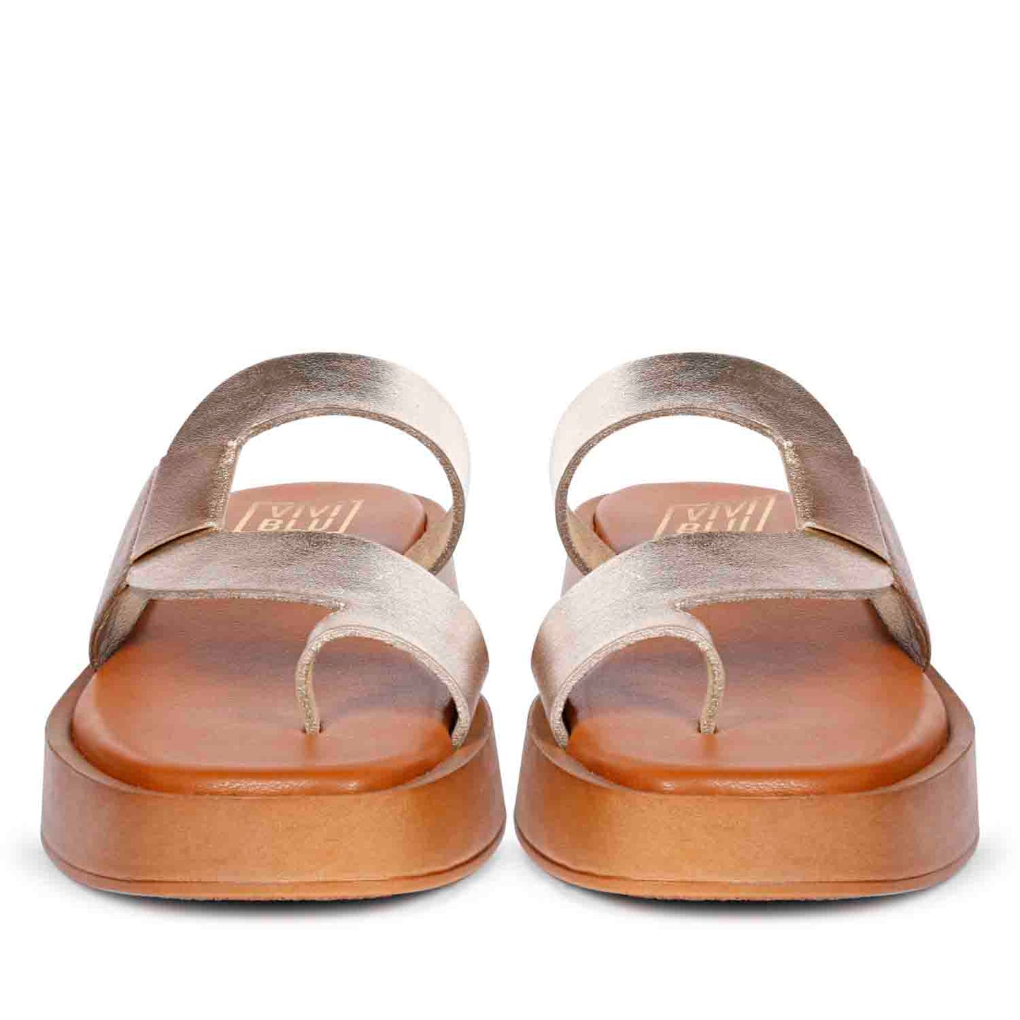 ViviBlu Champagne Leather Platform Sandals