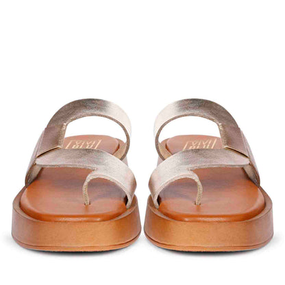ViviBlu Champagne Leather Platform Sandals