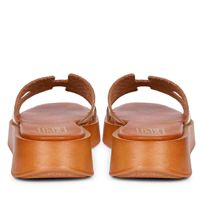 ViviBlu Gold Leather Platform Sandals