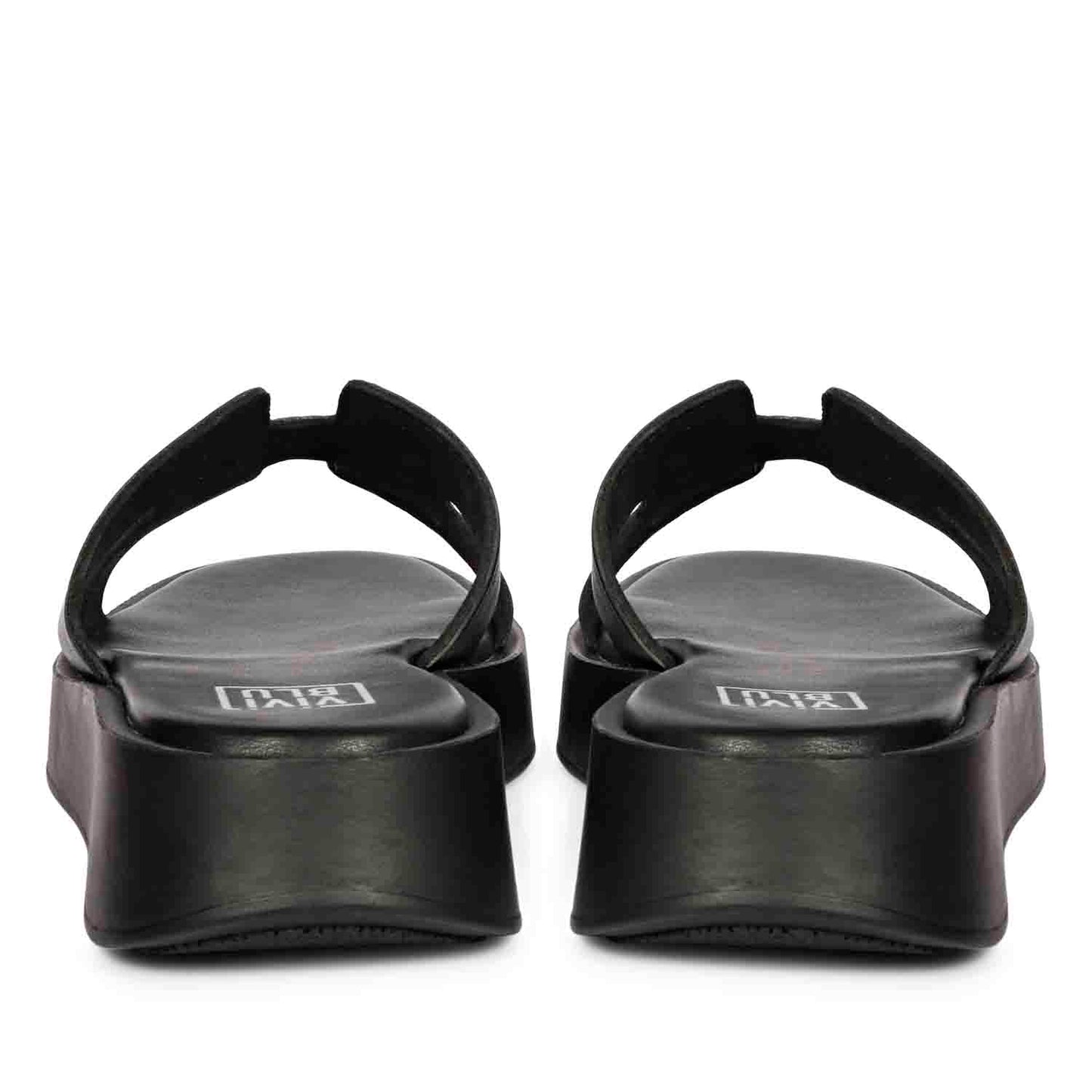 ViviBlu Black Leather Platform Sandals