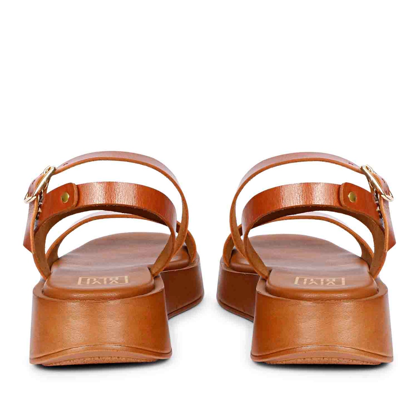 ViviBlu Tan Leather Platform Sandals