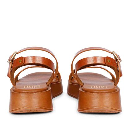 ViviBlu Tan Leather Platform Sandals