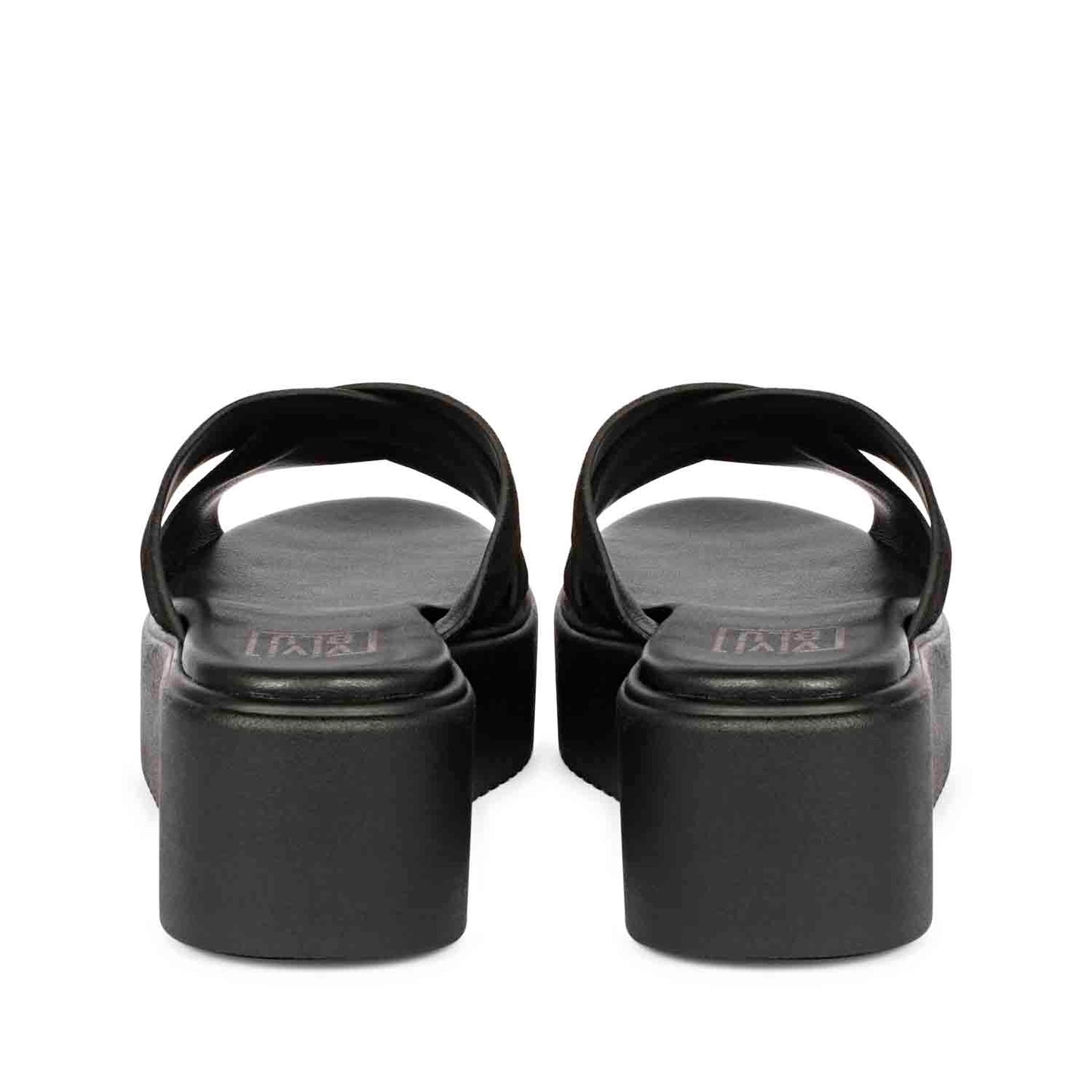ViviBlu Black Leather Platform Sandals
