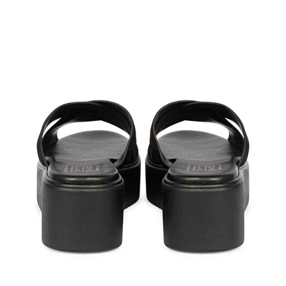 ViviBlu Black Leather Platform Sandals