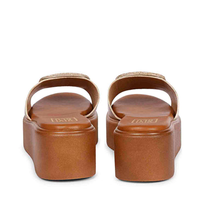 ViviBlu Cuoio Platform Sandals With Champange Leather