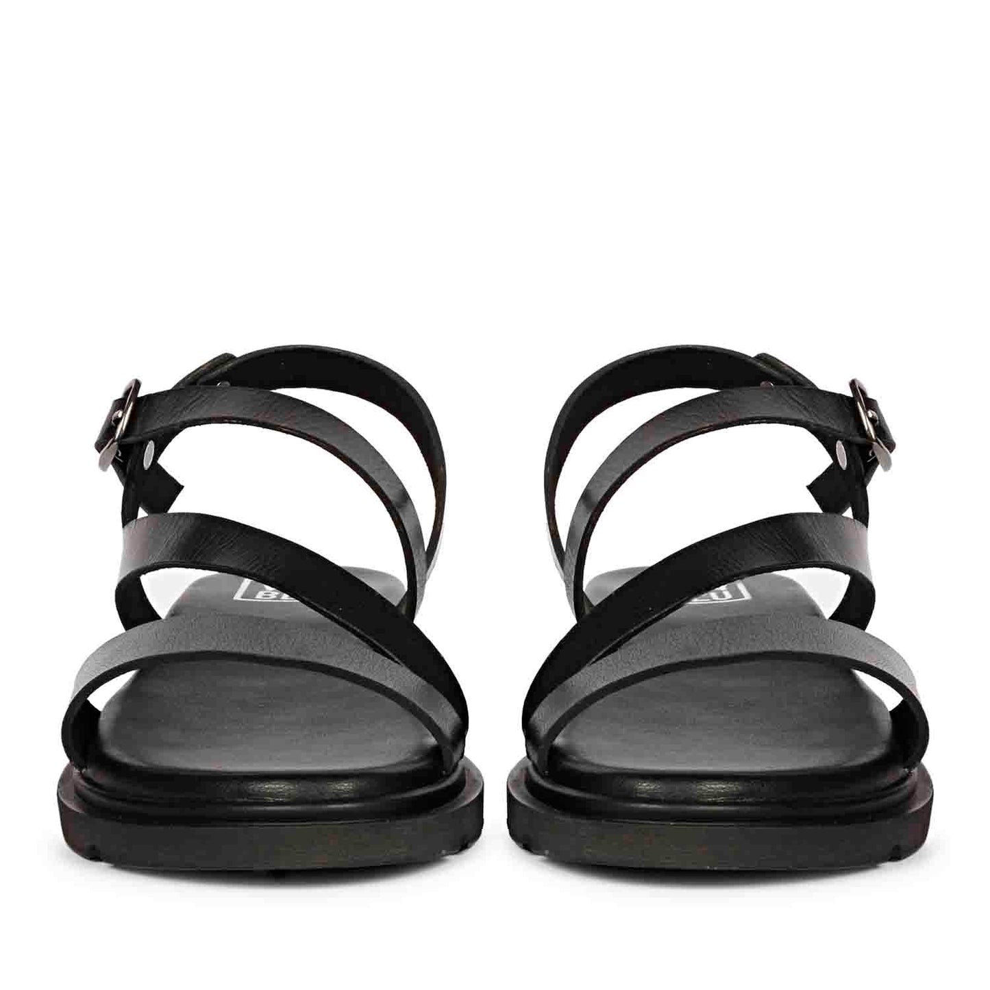 ViviBlu Black Leather Flat Sandals