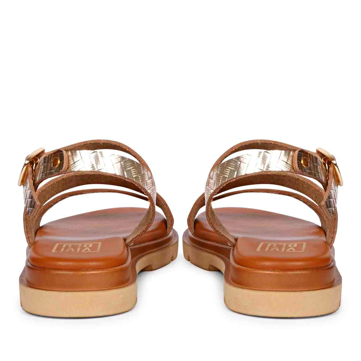 ViviBlu Gold Leather Flat Sandals