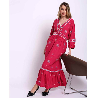 Saint Womens Red Geometric Dress