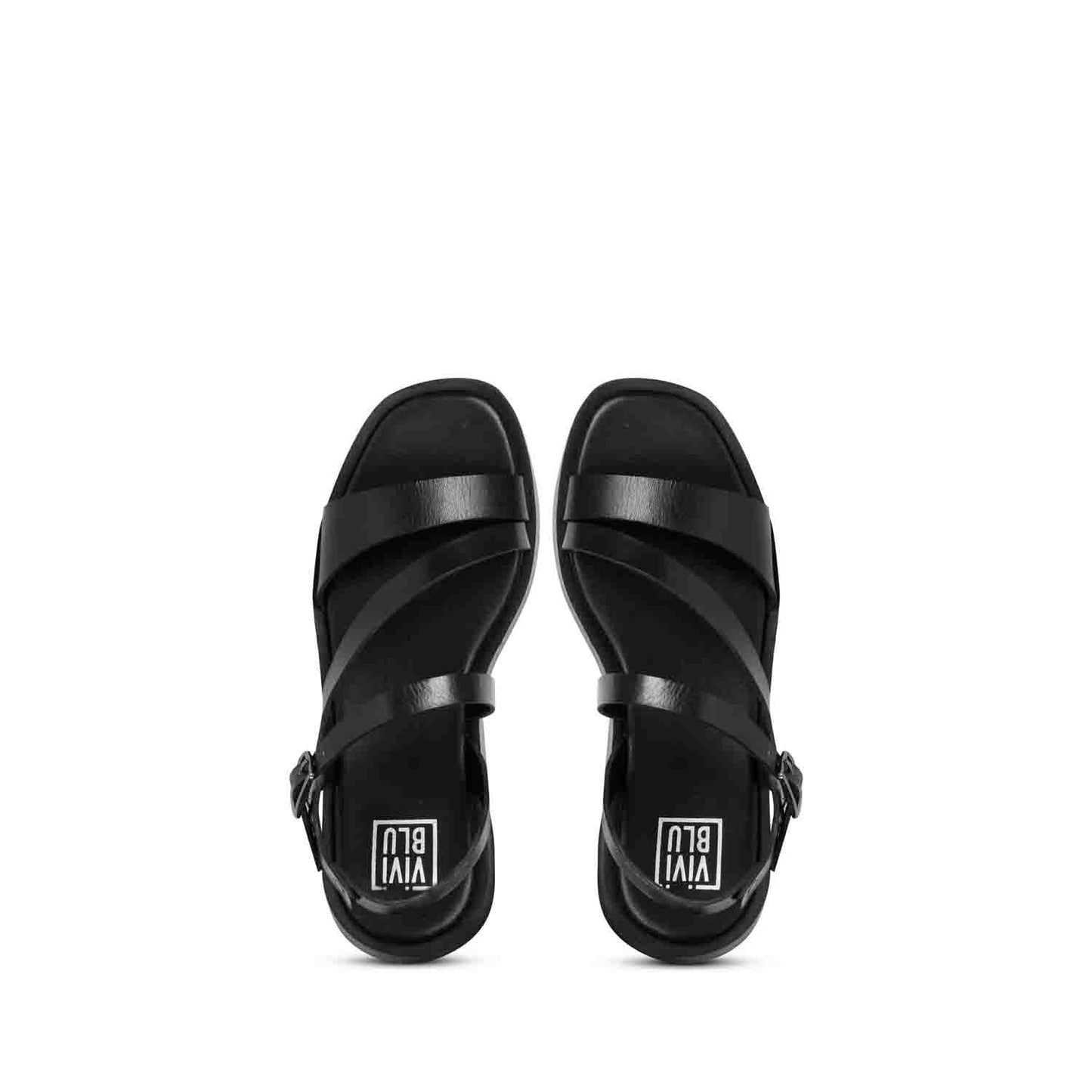 ViviBlu Black Leather Platform Sandals