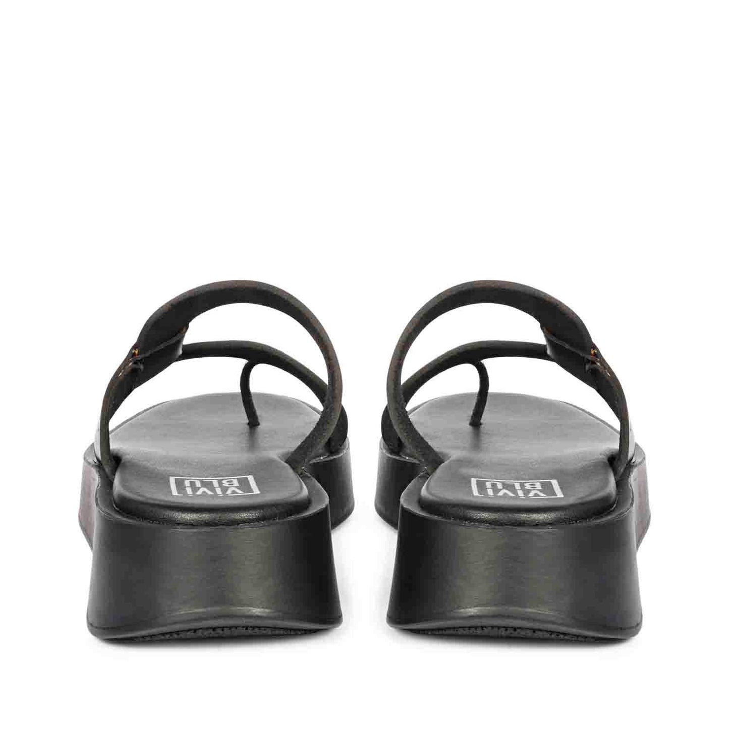 ViviBlu Black Leather Platform Sandals