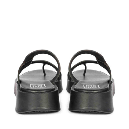 ViviBlu Black Leather Platform Sandals